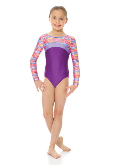 Mondor Purple Gym Leotard Youth 10-12 Long Sleeve