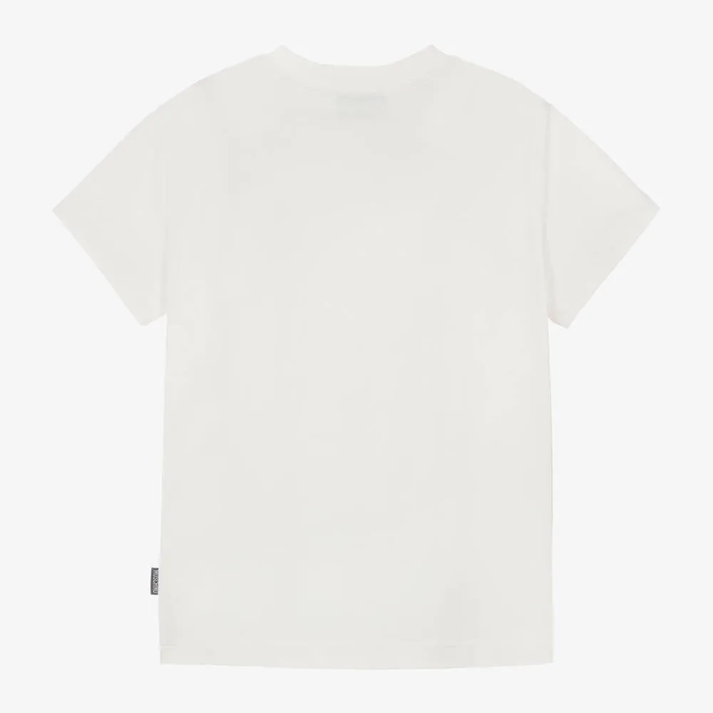 Moschino White T-Shirt with Logo Bear Design