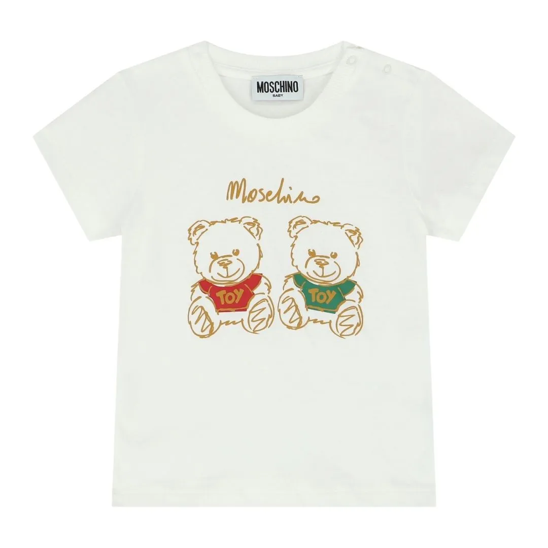 White Moschino Twin Bear T-Shirt