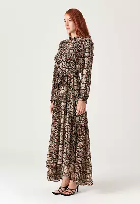 Multi-colored Snake Print Long Dress.