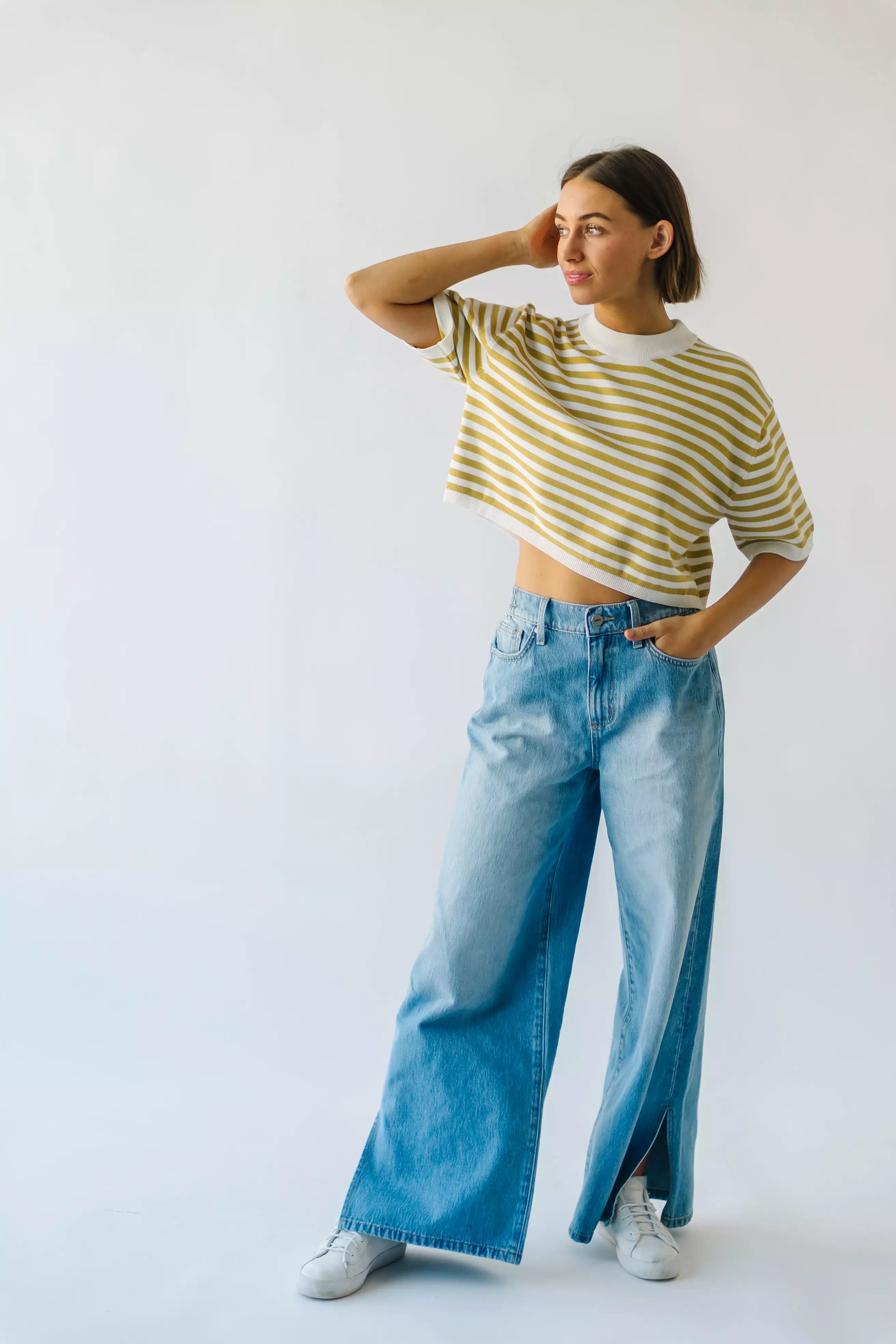 Mustard and White McGregor Striped Tee