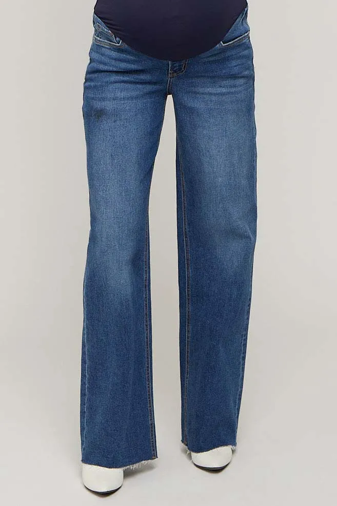 Navy Maternity Wide Leg Jeans