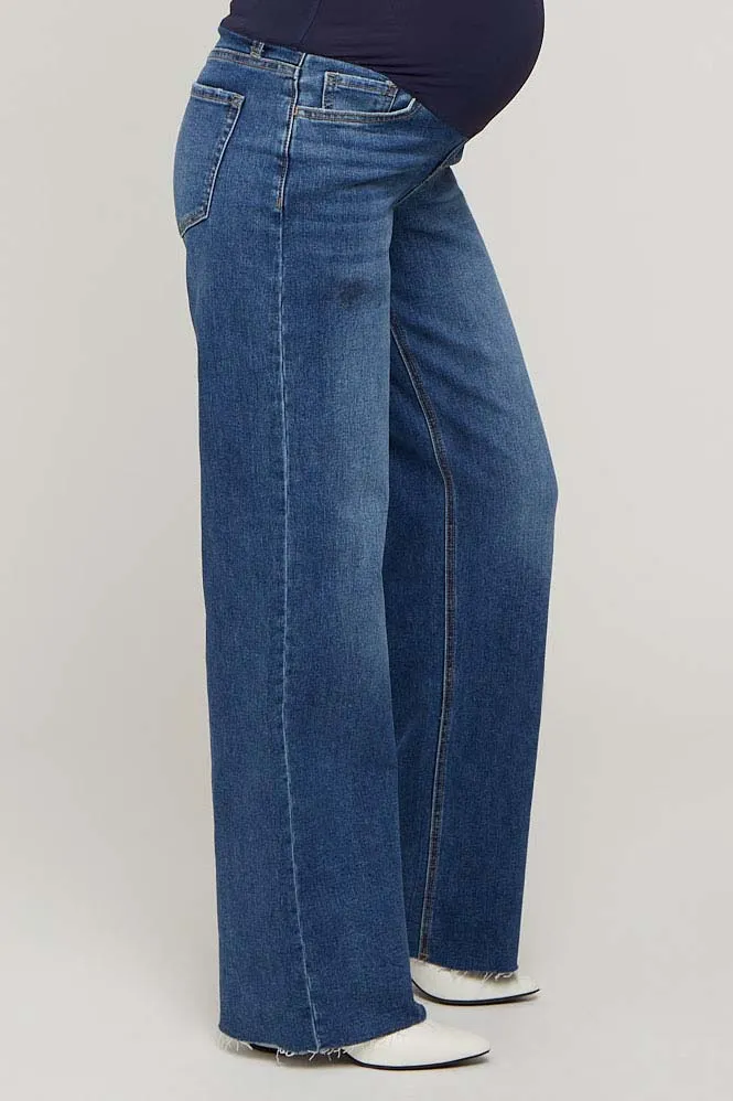 Navy Maternity Wide Leg Jeans