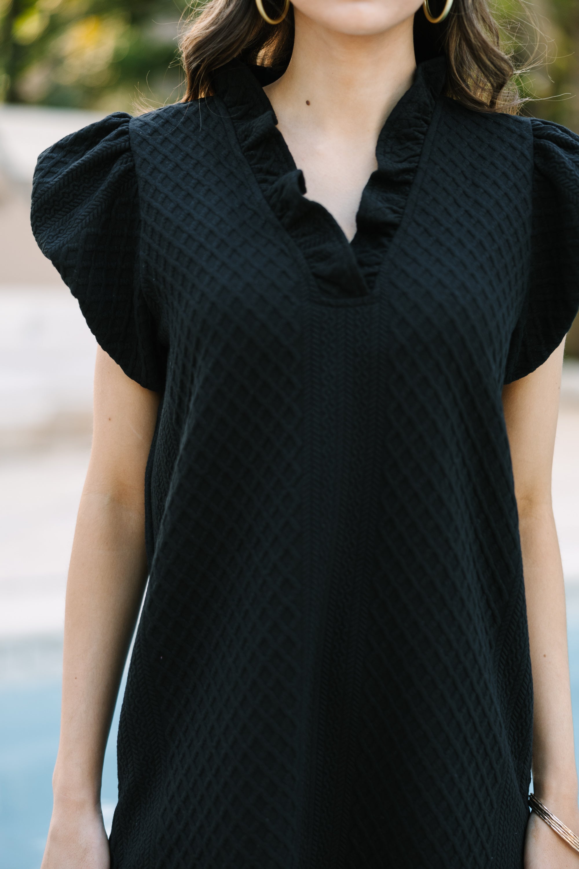 New black cable knit dress