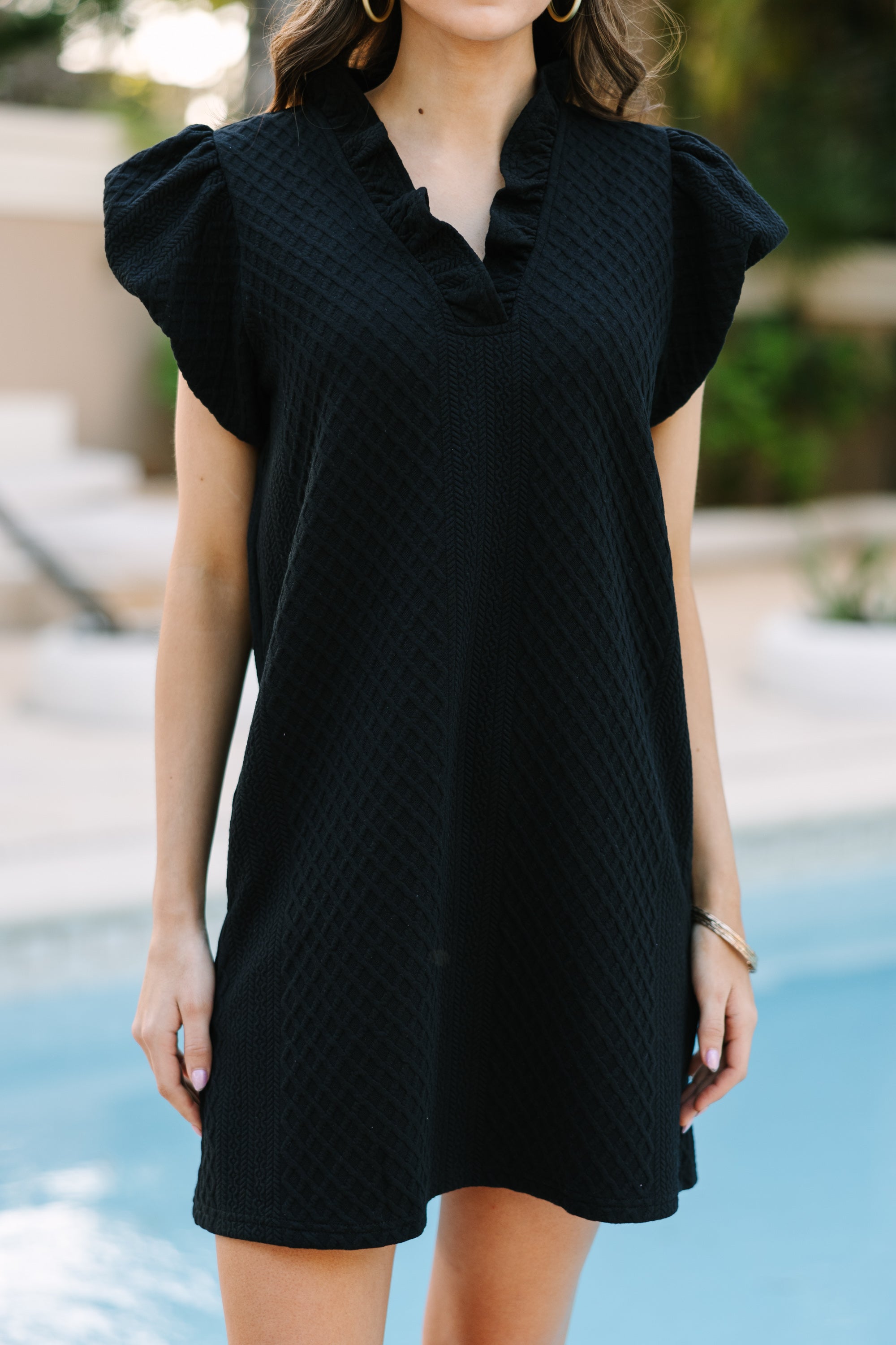 New black cable knit dress