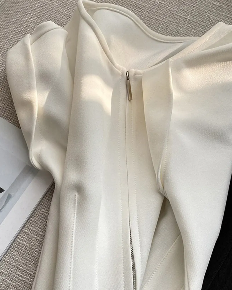 Solid Color White Bodycon Dress