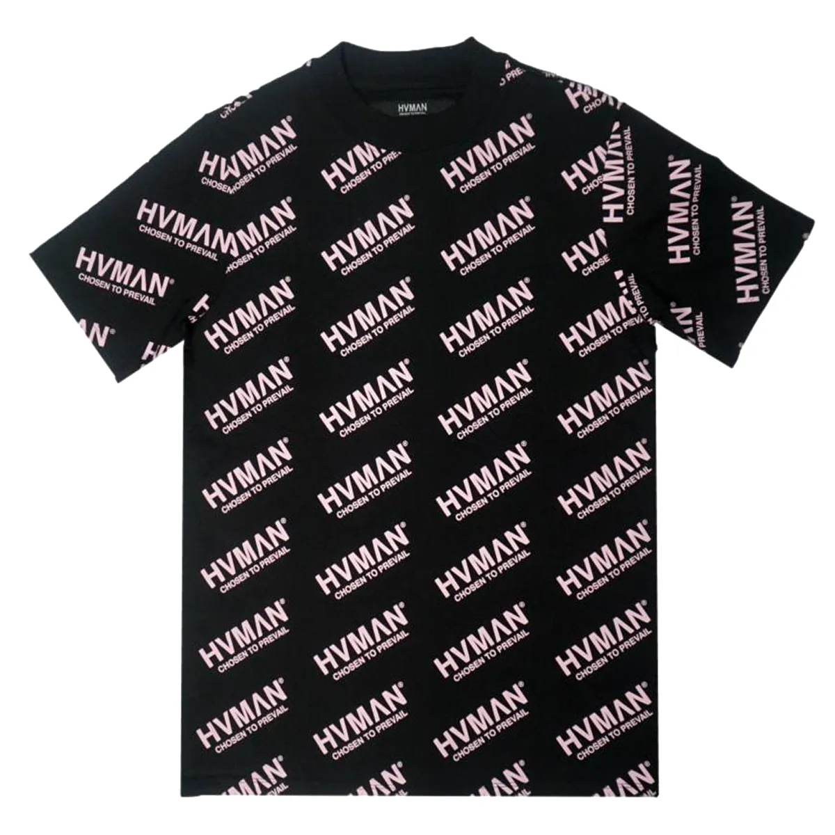 Black Dusty Pink Novelty Repeat T-Shirt D10