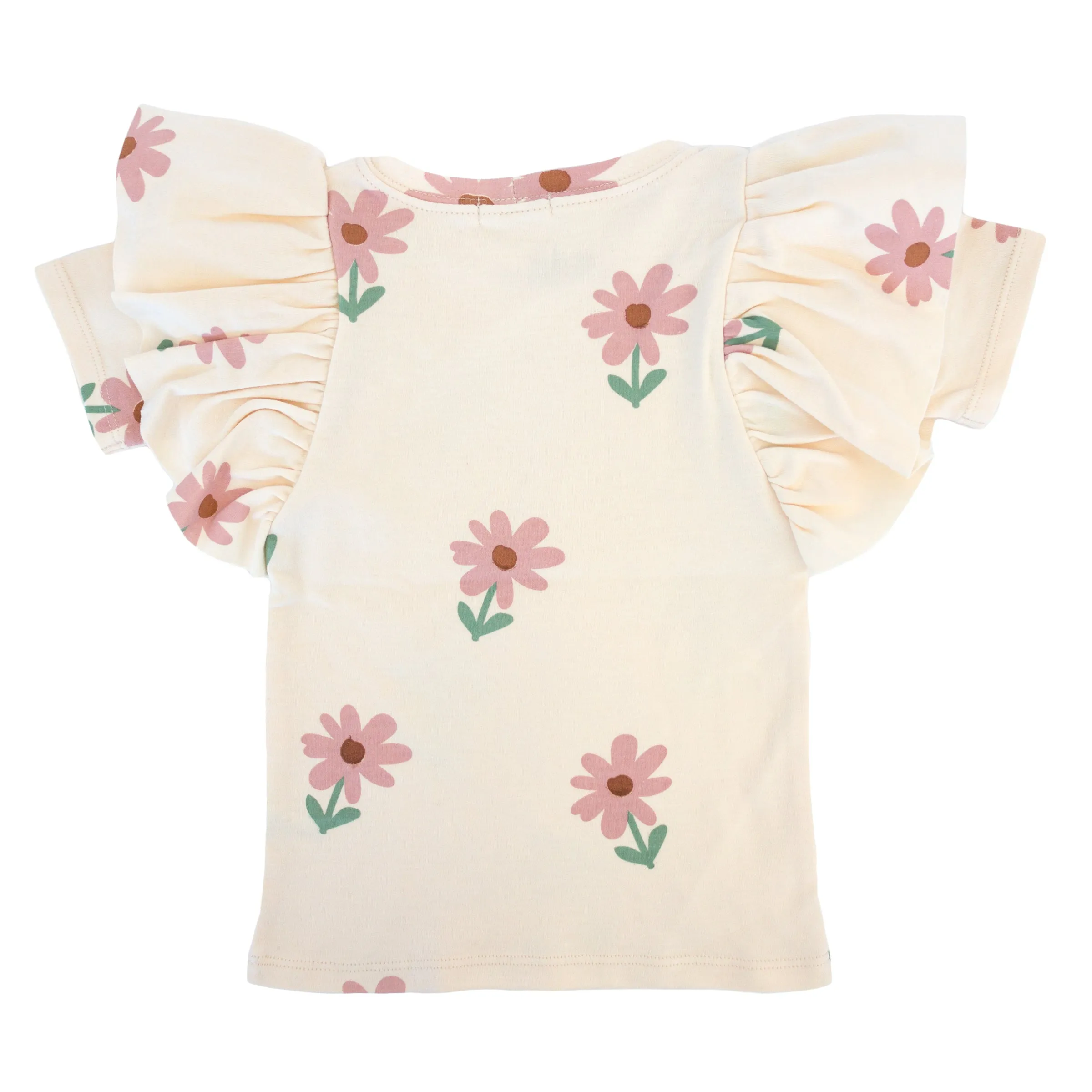 oh baby! Butterfly Short Sleeve Cotton Tee Picking Daisies Cashew