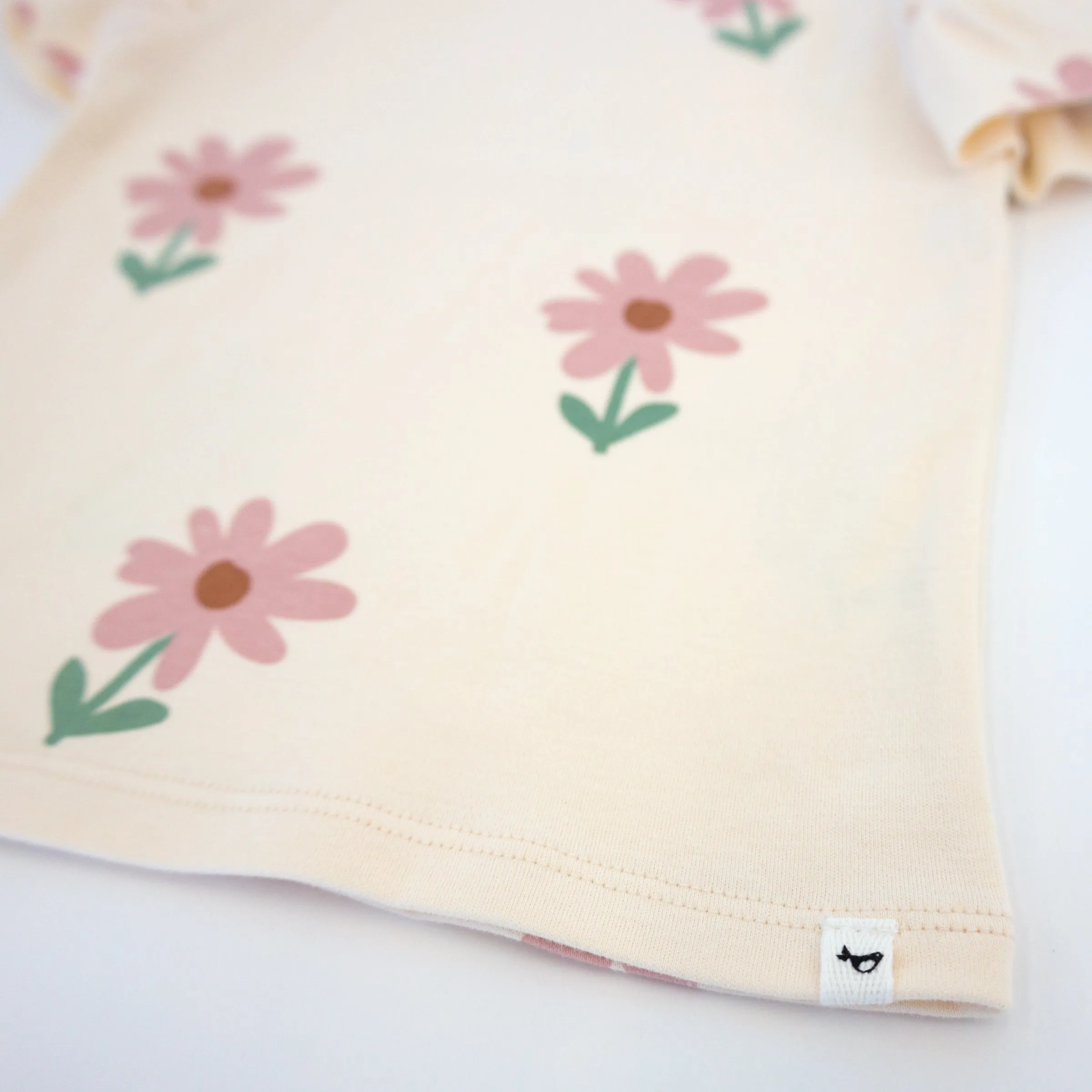 oh baby! Butterfly Short Sleeve Cotton Tee Picking Daisies Cashew