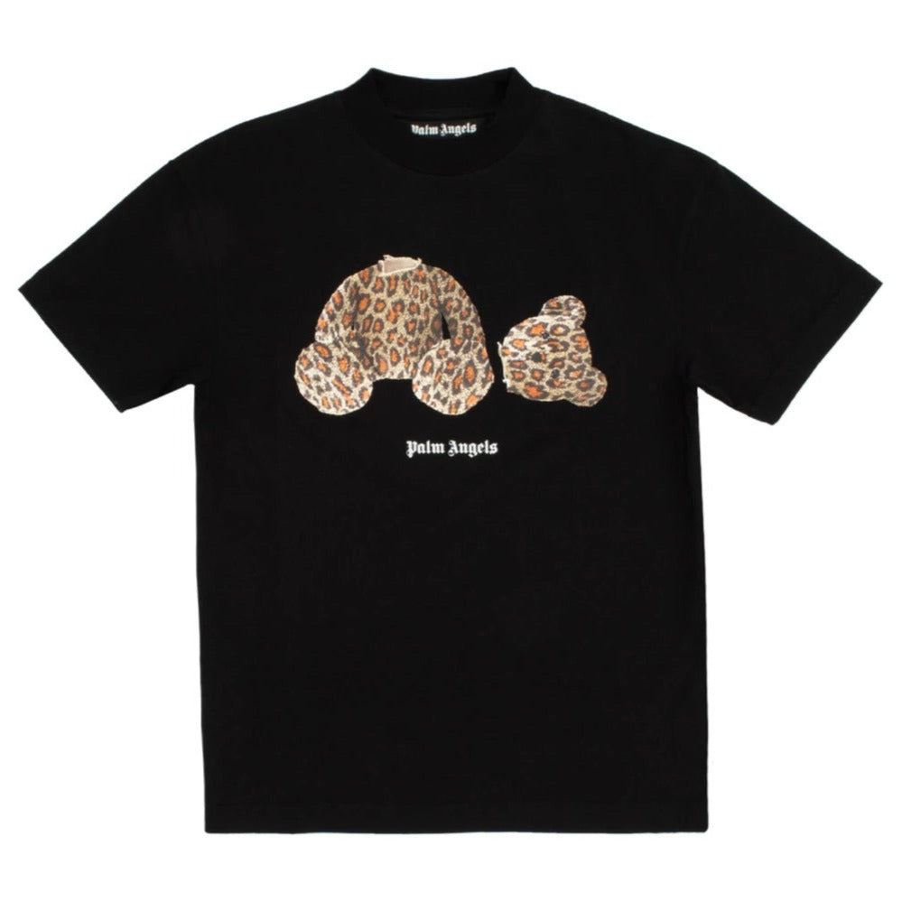 PALM ANGELS Leopard Print T-Shirt - Black