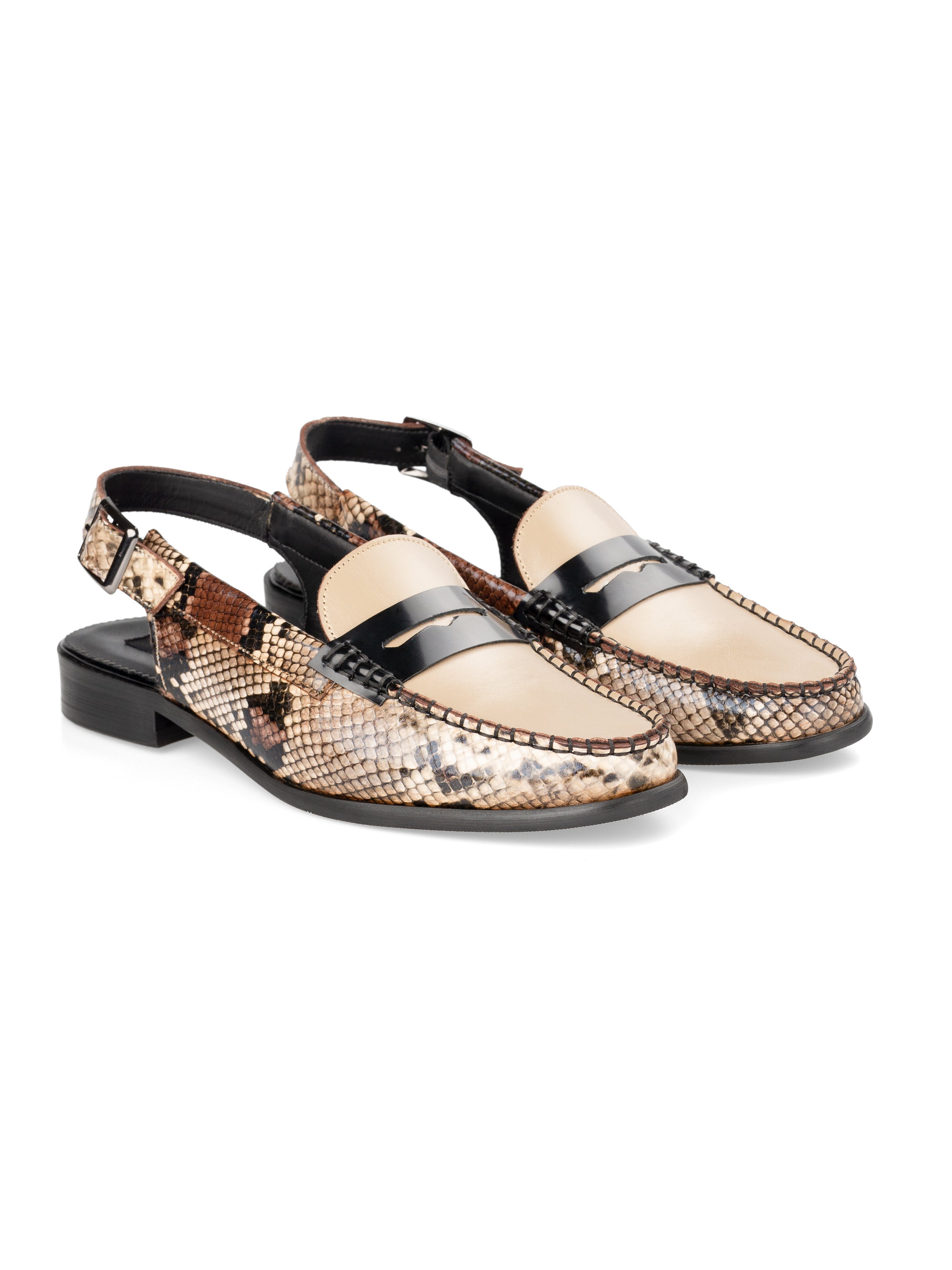 Penelope Penny Slingback Sandal - Beige Snakie Leather - Buy Now!