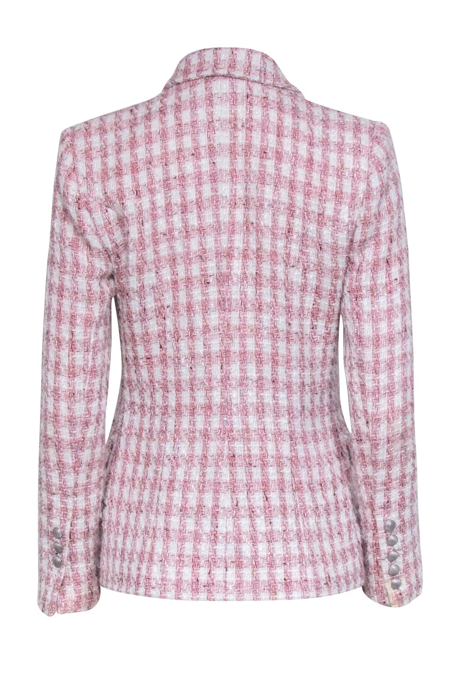 Pink & White Double Breasted Tweed Blazer by L'Agence, Size 0