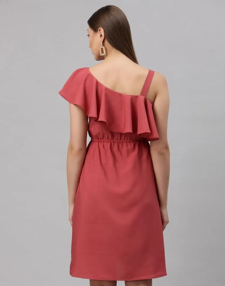 Solid Pink Coloured Crepe Dress