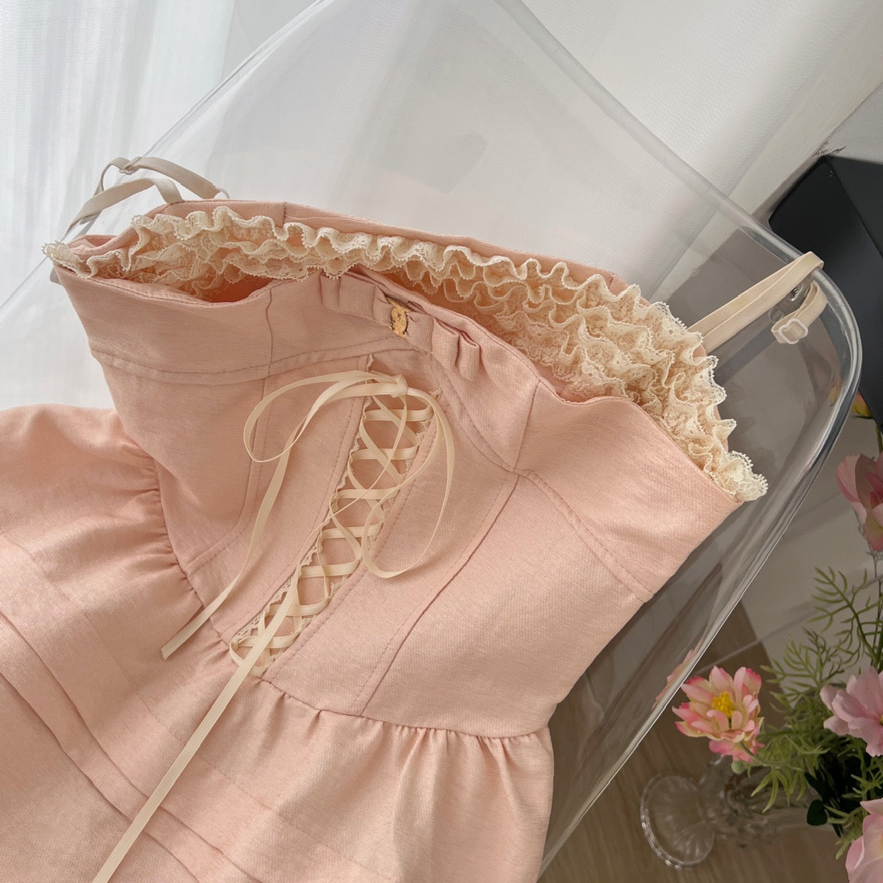 Pink Lace-Up Dress - Felicity Collection