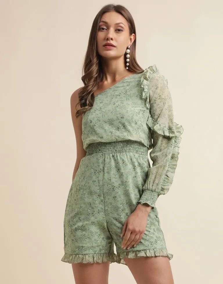 Green Georgette Printed Dress