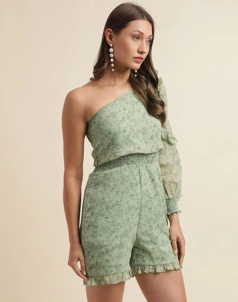 Green Georgette Printed Dress