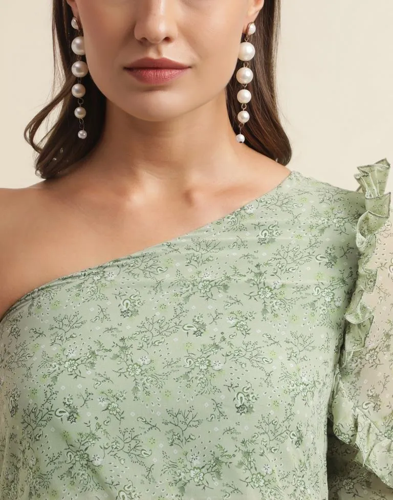 Green Georgette Printed Dress