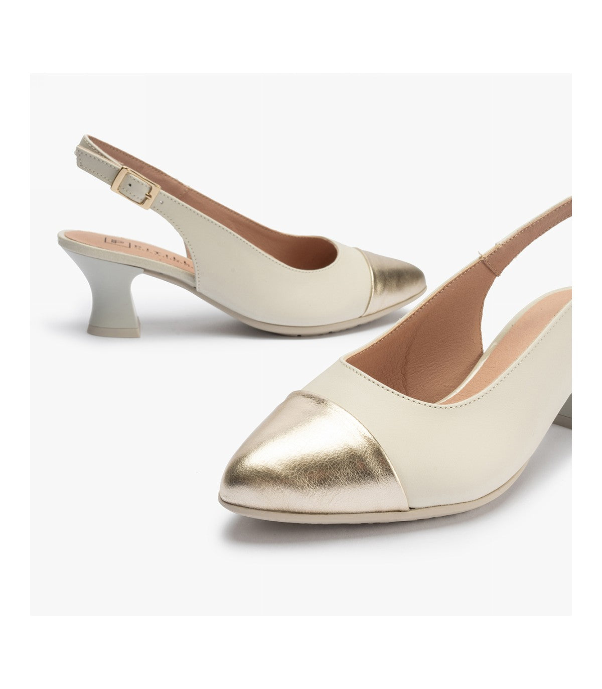 Pitillos Cream/Gold Slingback Heel - Shop Now!