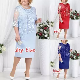 Plus Size Lace Dress for Women - MMt9 Openwork Design