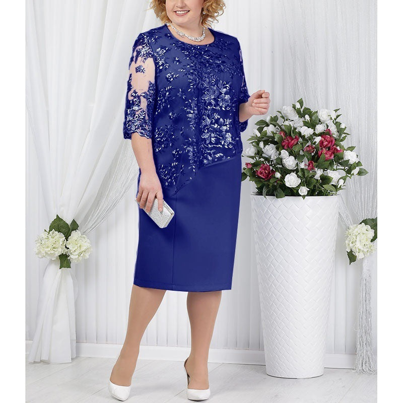 Plus Size Lace Dress for Women - MMt9 Openwork Design