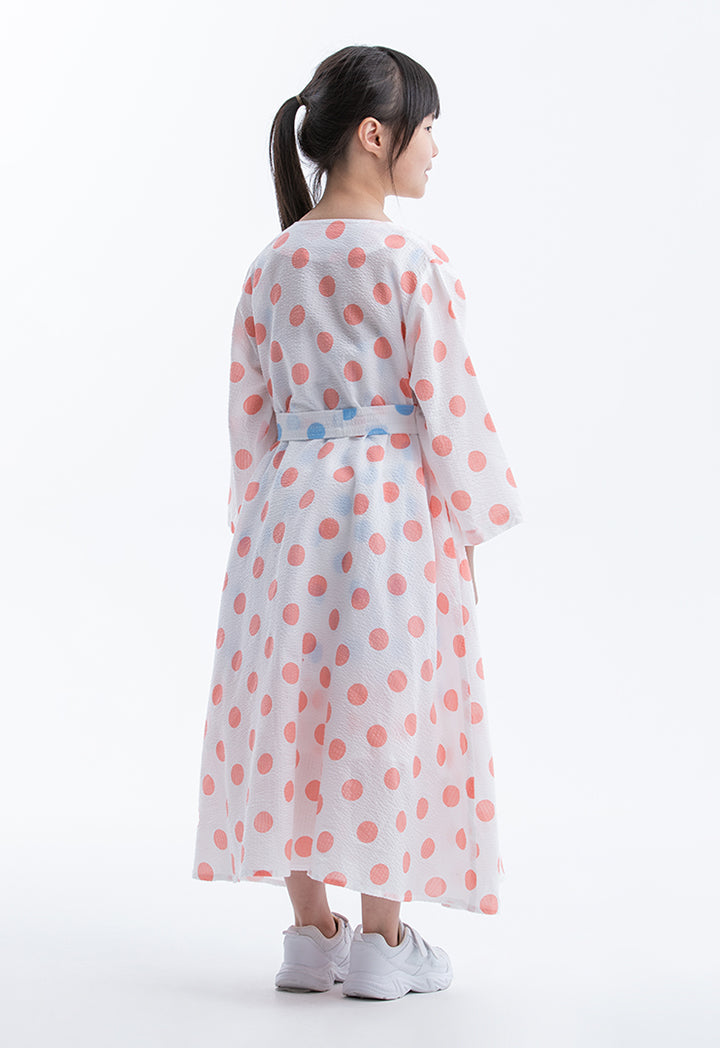 Polka Dot Print Dress with Kimono Set