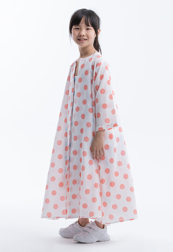 Polka Dot Print Dress with Kimono Set