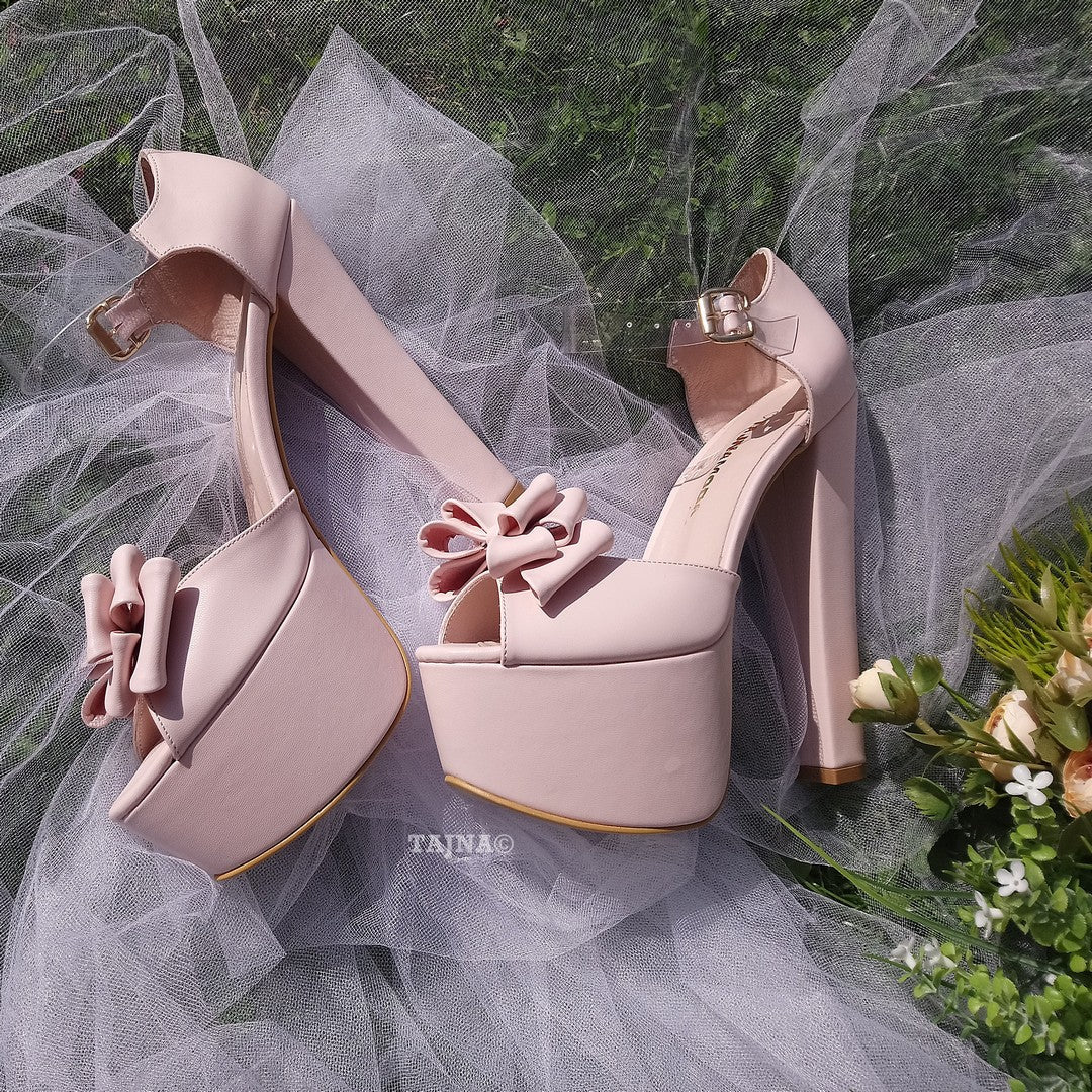 Powder Pink Strappy High Heel Platforms