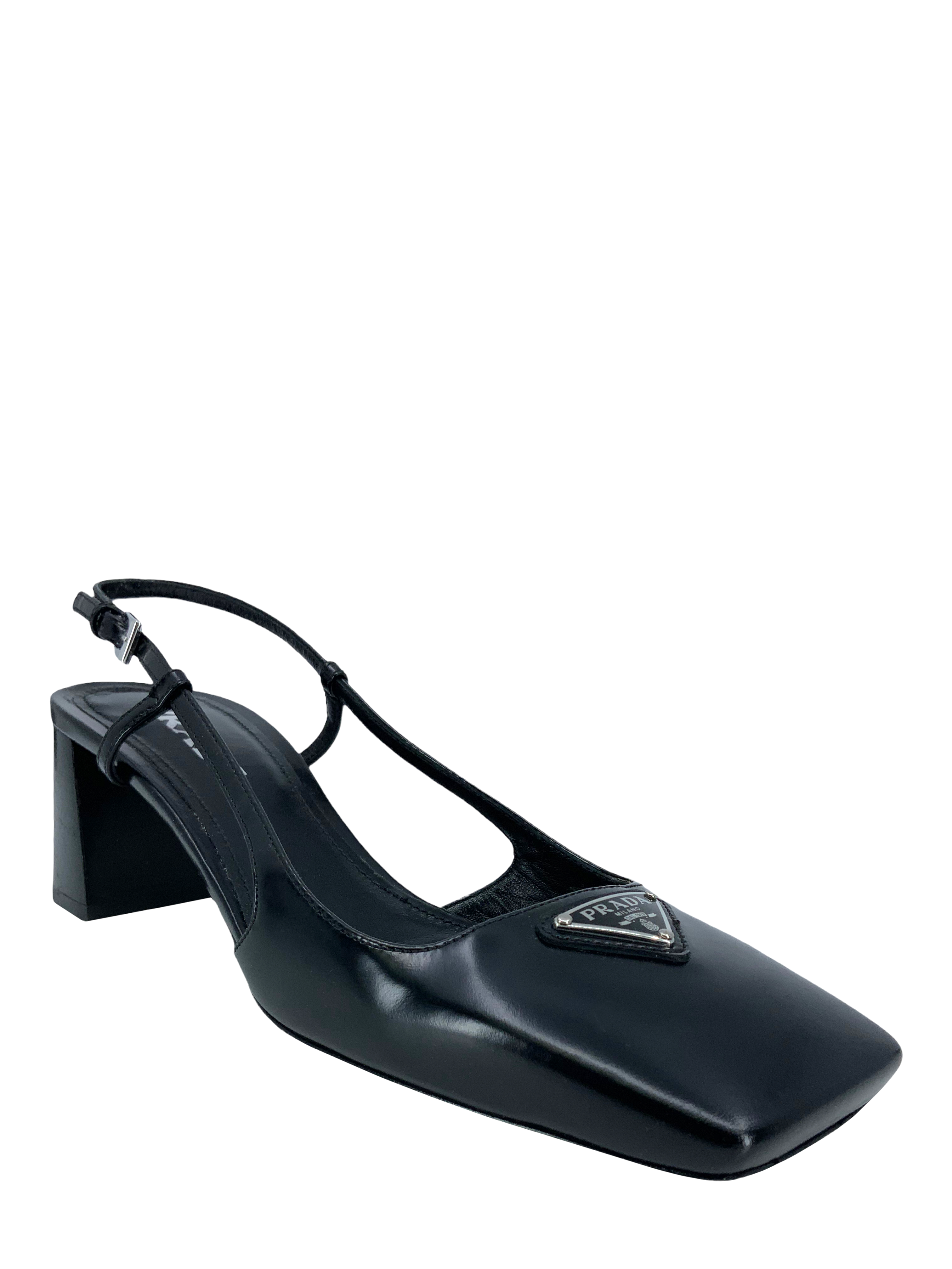 Prada Leather Naplak Slingback Pumps - Size 9