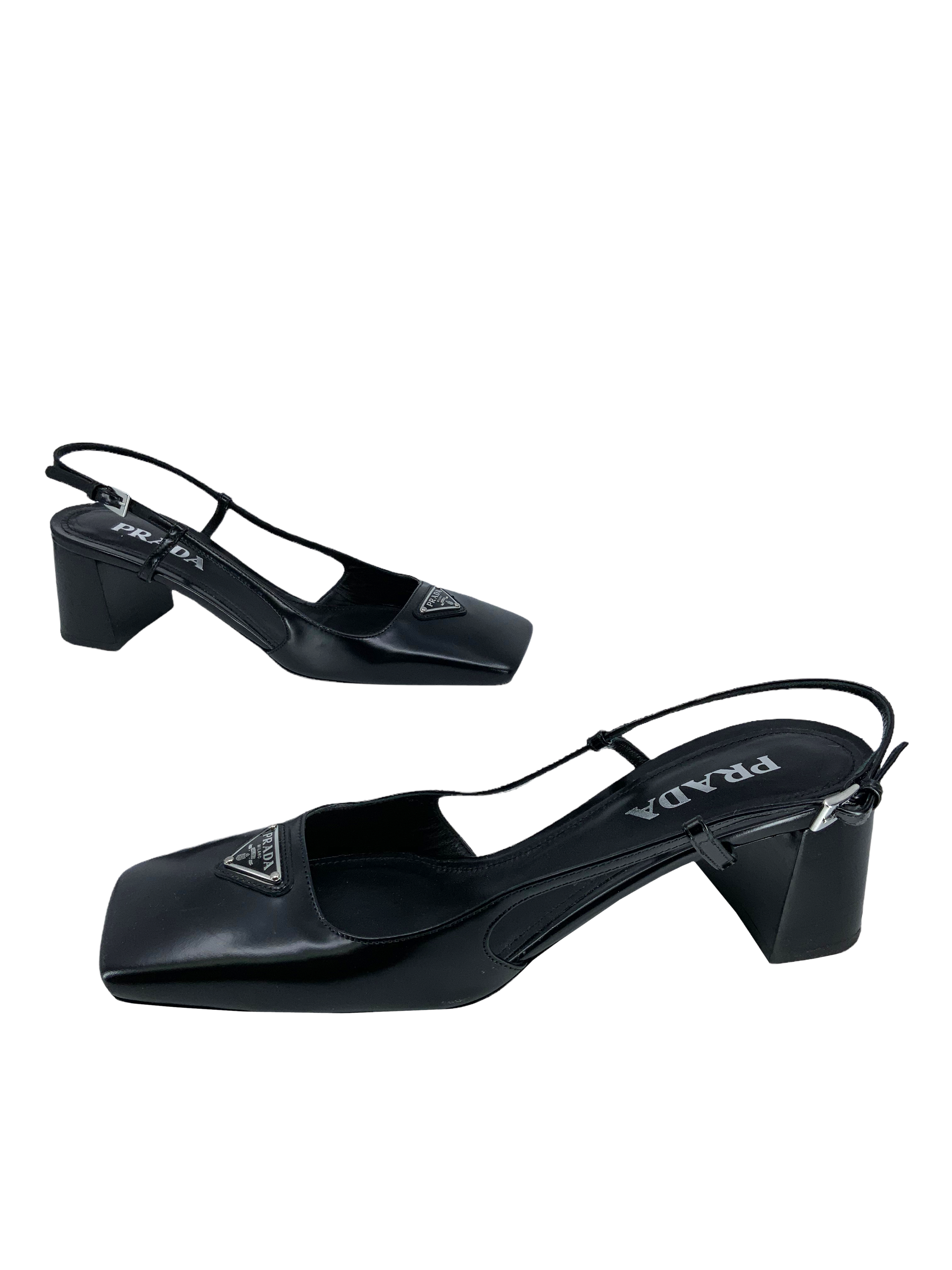 Prada Leather Naplak Slingback Pumps - Size 9