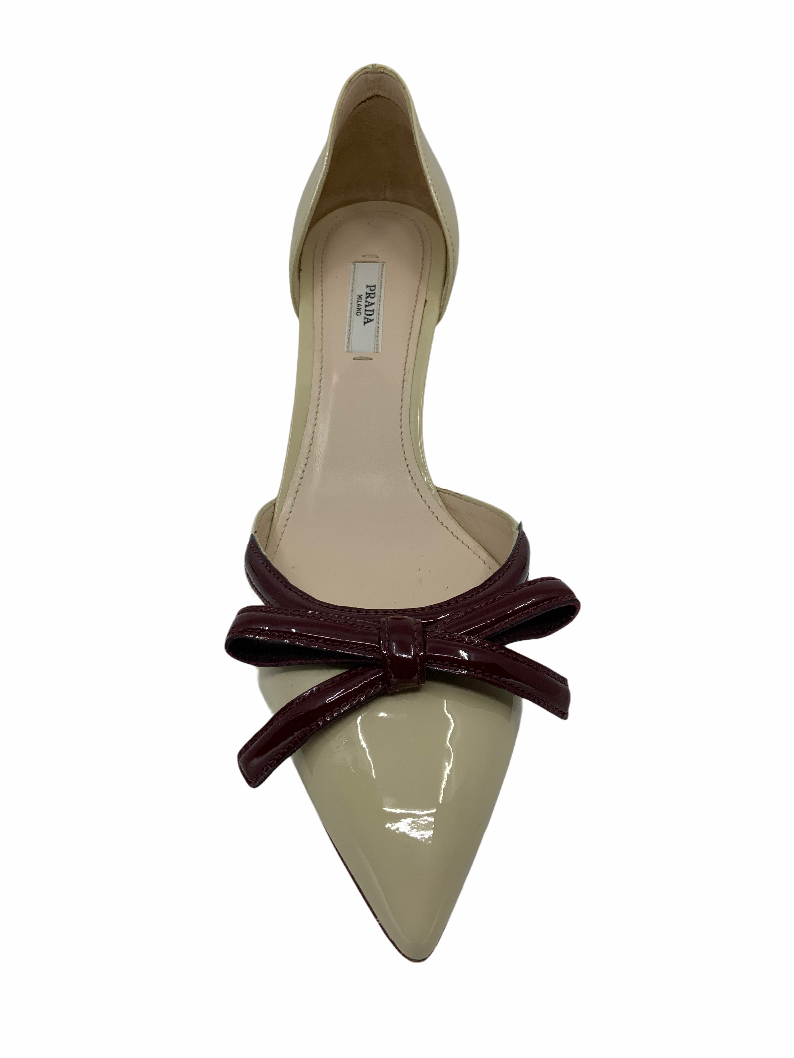 Prada Patent Leather Point Toe Pumps with Bow Detail - Size 10 - Brand New