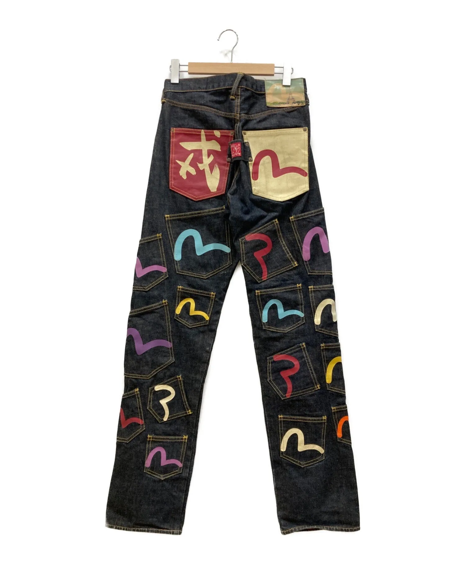 [Pre-Owned] EVISU Mennie Pocket Denim Denim Pants Seagull Paint Warning