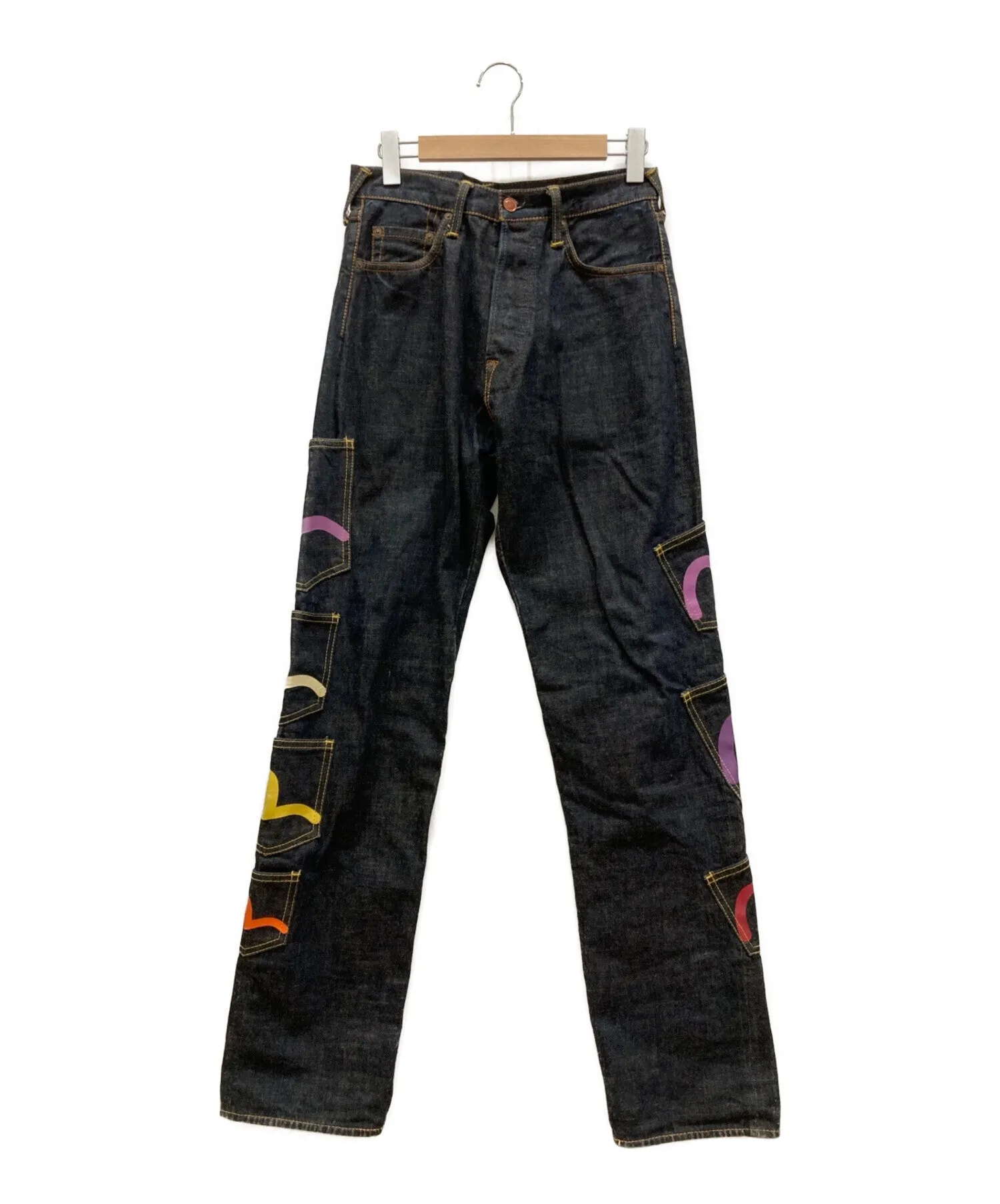 [Pre-Owned] EVISU Mennie Pocket Denim Denim Pants Seagull Paint Warning