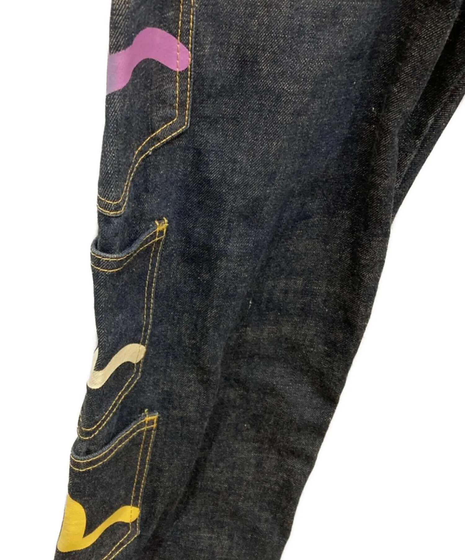 [Pre-Owned] EVISU Mennie Pocket Denim Denim Pants Seagull Paint Warning