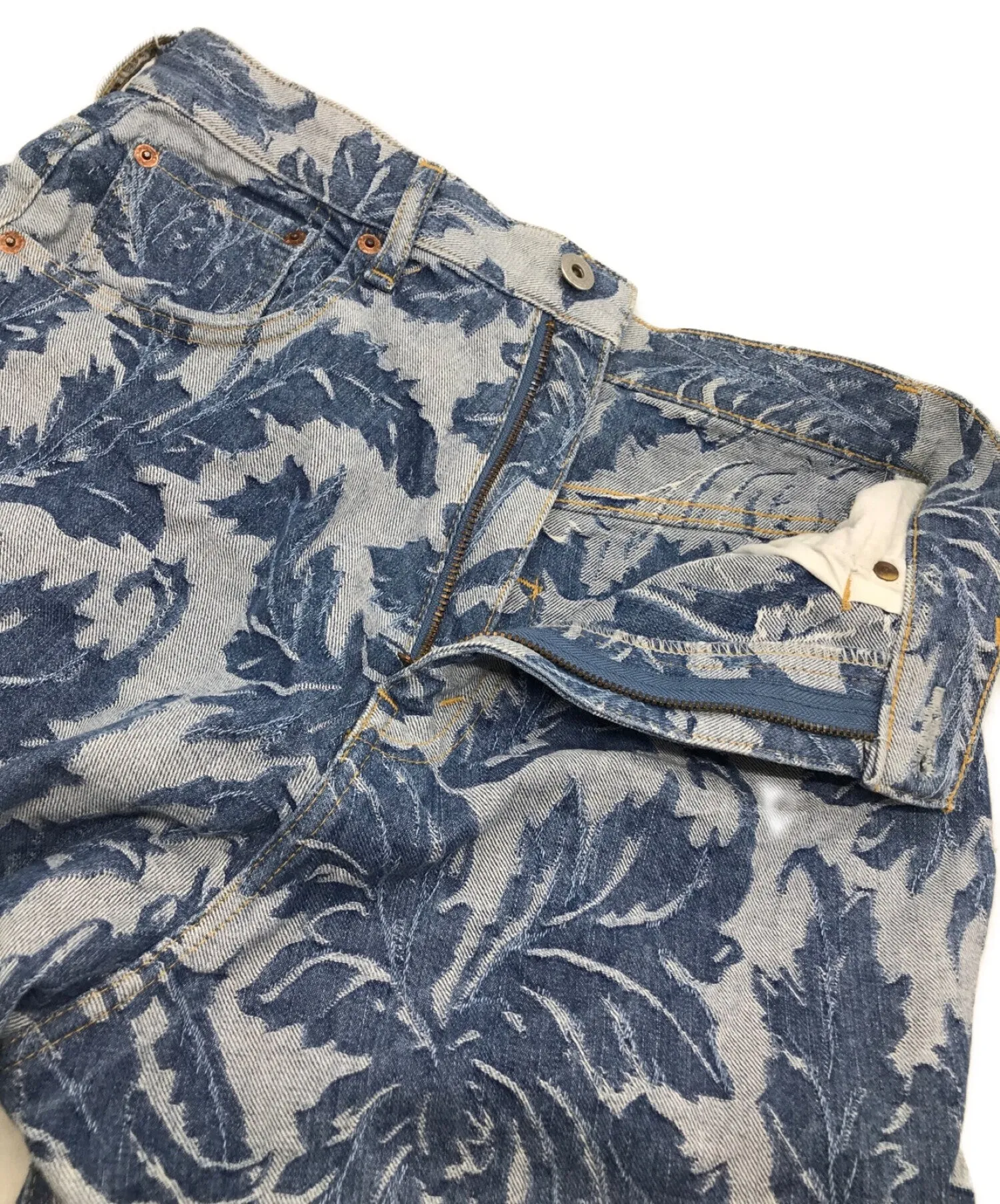 Pre-owned Junya Watanabe Comme des Garcons Jacquard Botanical Denim Pants JC-P020