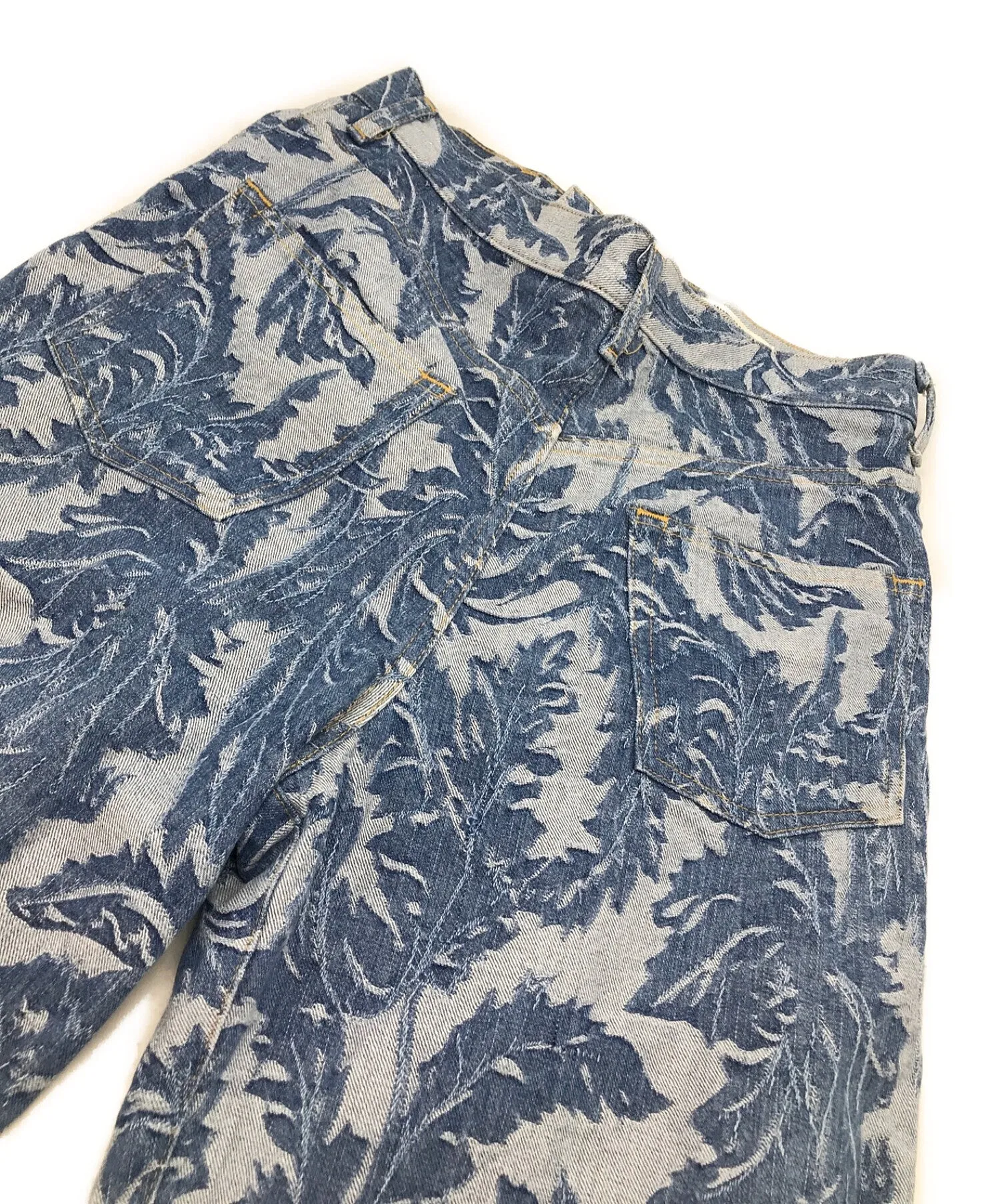 Pre-owned Junya Watanabe Comme des Garcons Jacquard Botanical Denim Pants JC-P020