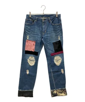 Pre-owned NUMBER NINE 03AW Velour patchwork denim pants cart season