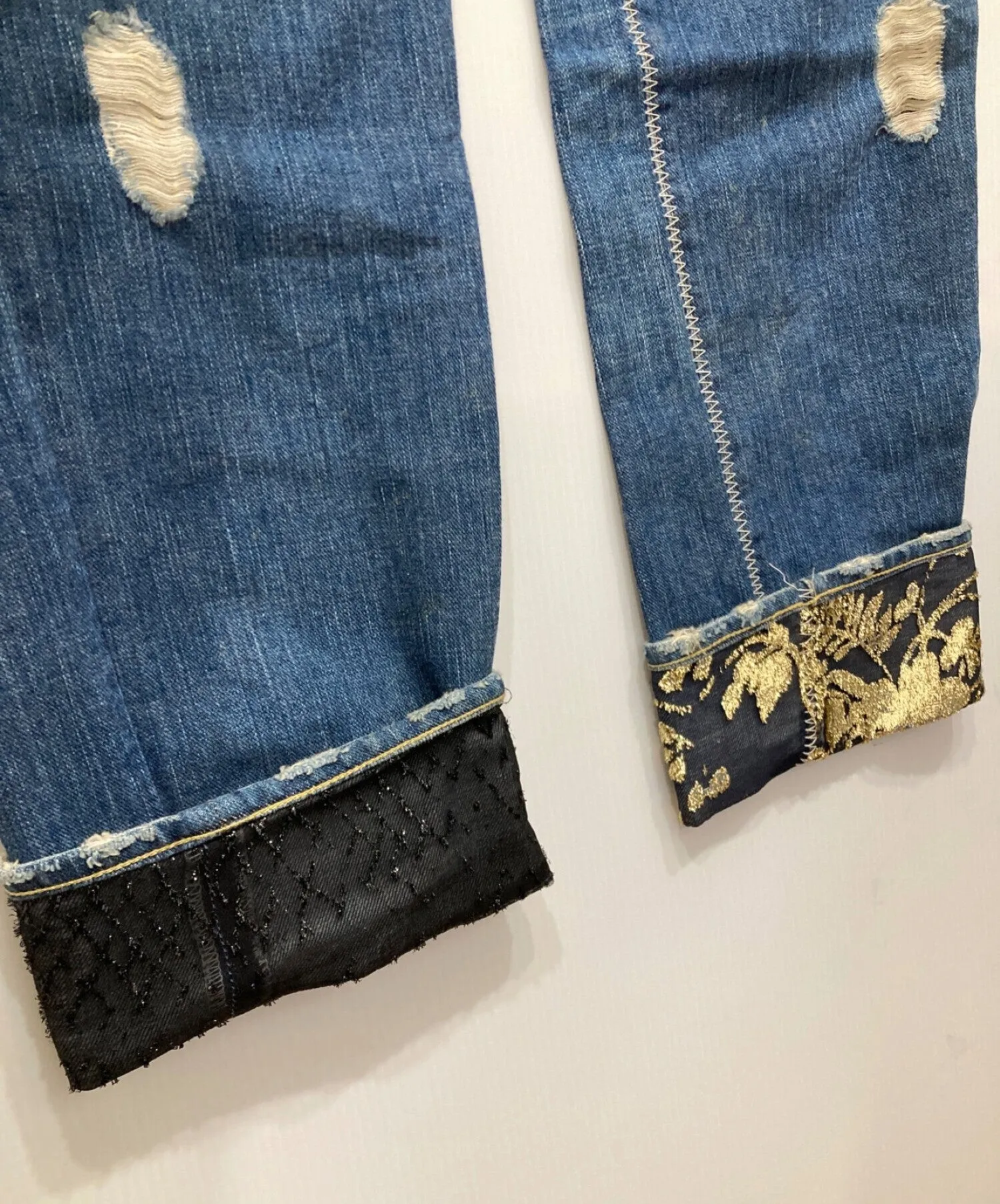 Pre-owned NUMBER NINE 03AW Velour patchwork denim pants cart season