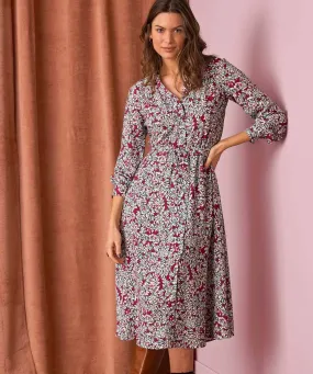 Printed Flared Buttoned Dress