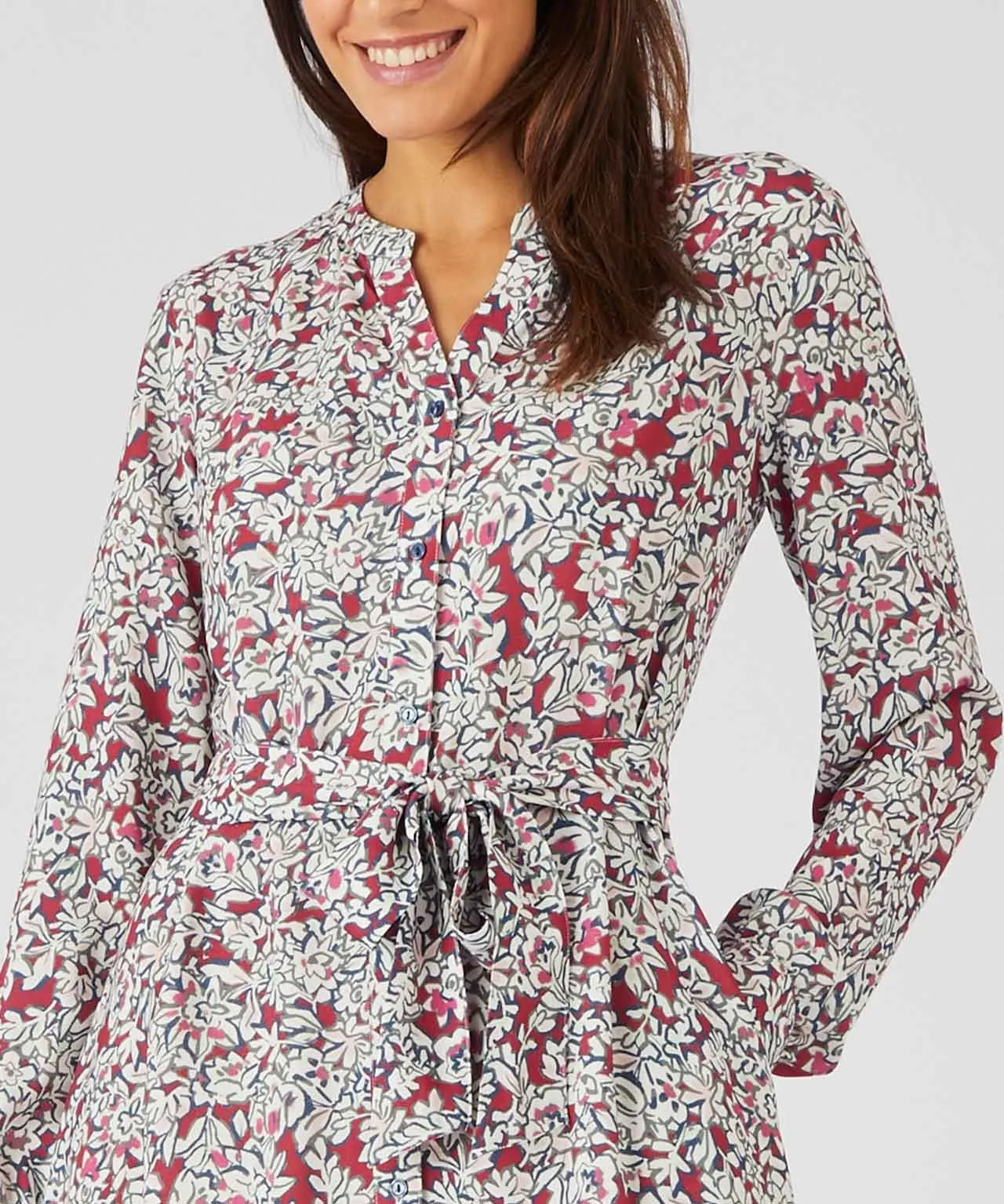 Printed Flared Buttoned Dress