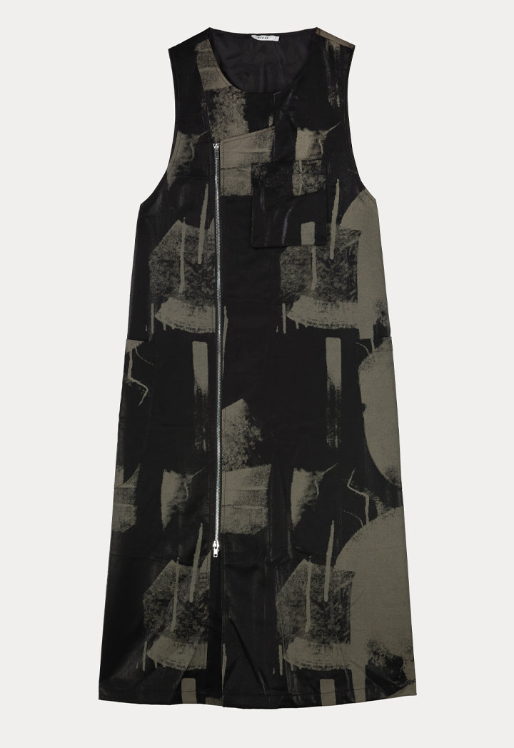 Printed Shimmery Abstract Long Dress