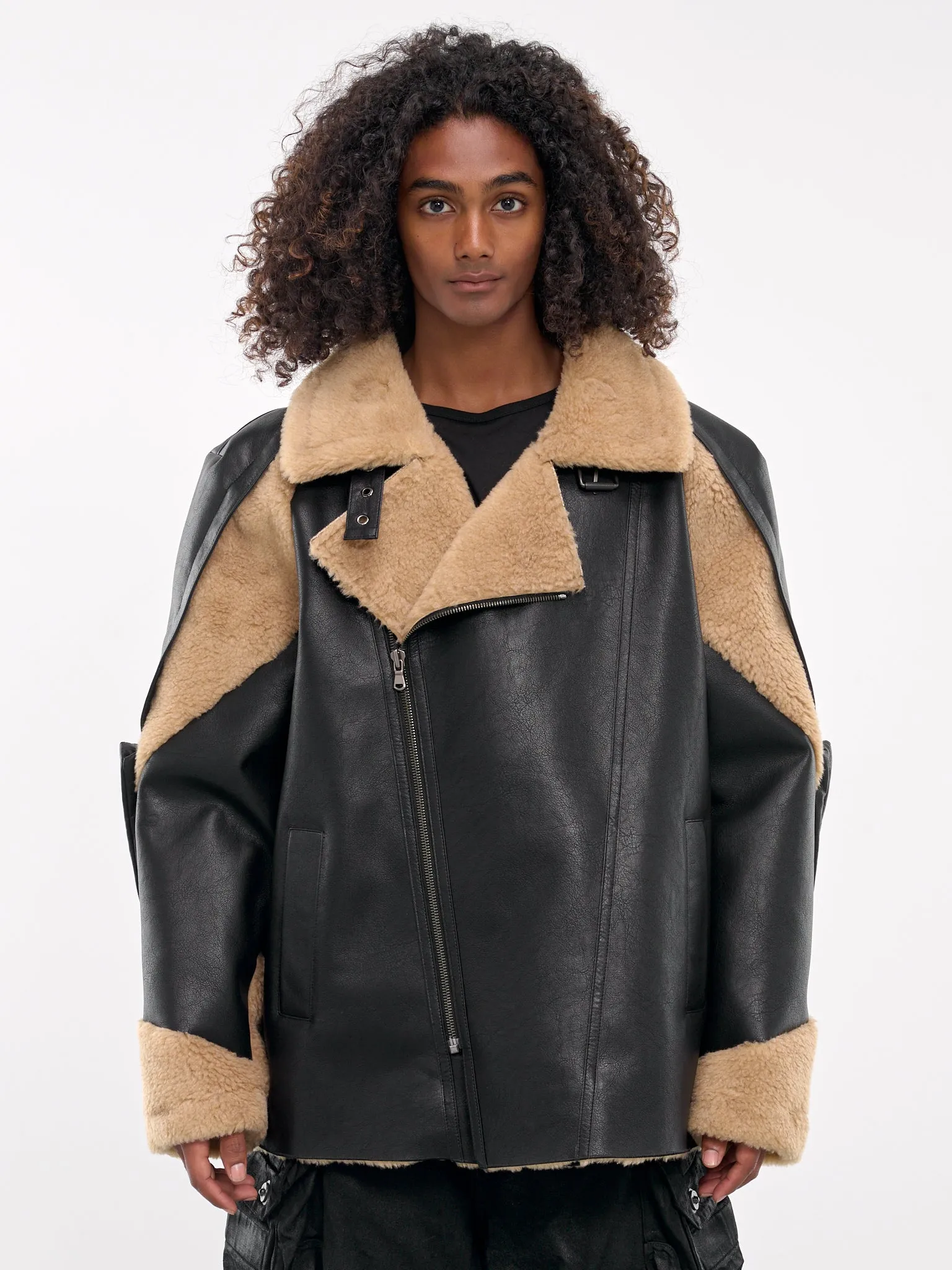 Prism Faux Shearling Jacket (CA06PSJ13BB-BROWN-BLACK)