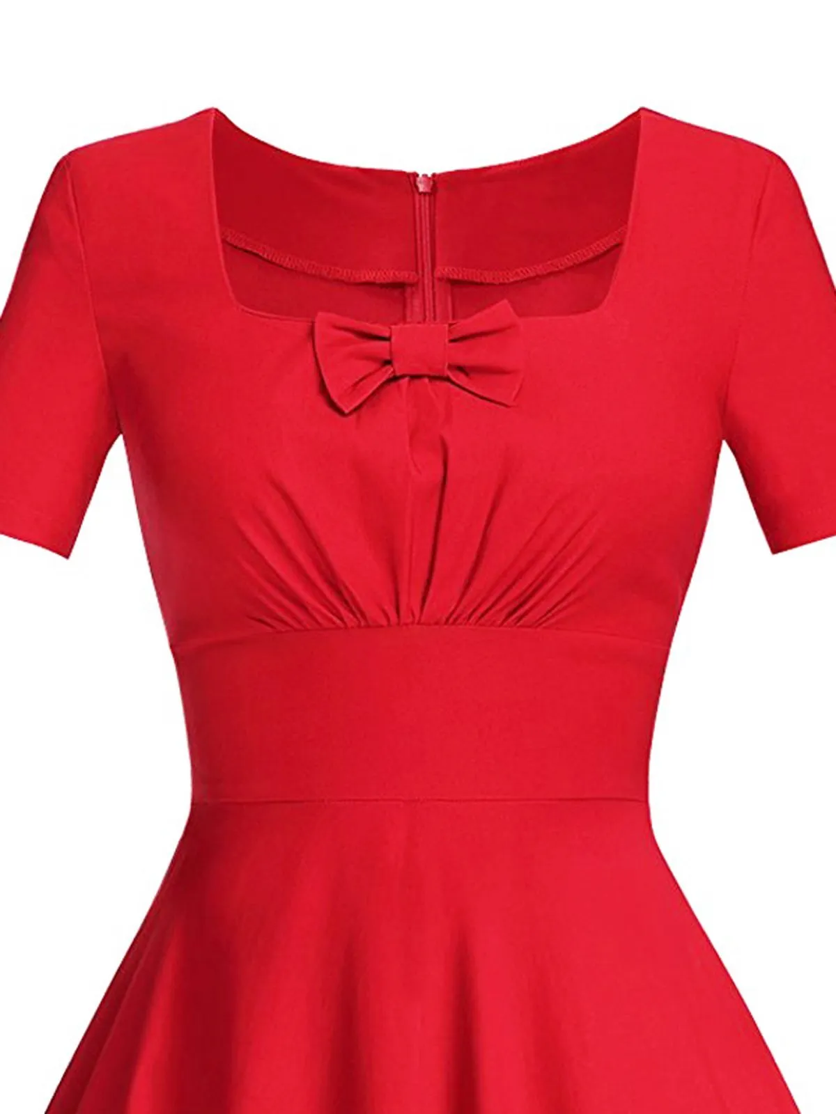 Red 1950s Bow Swing Dress