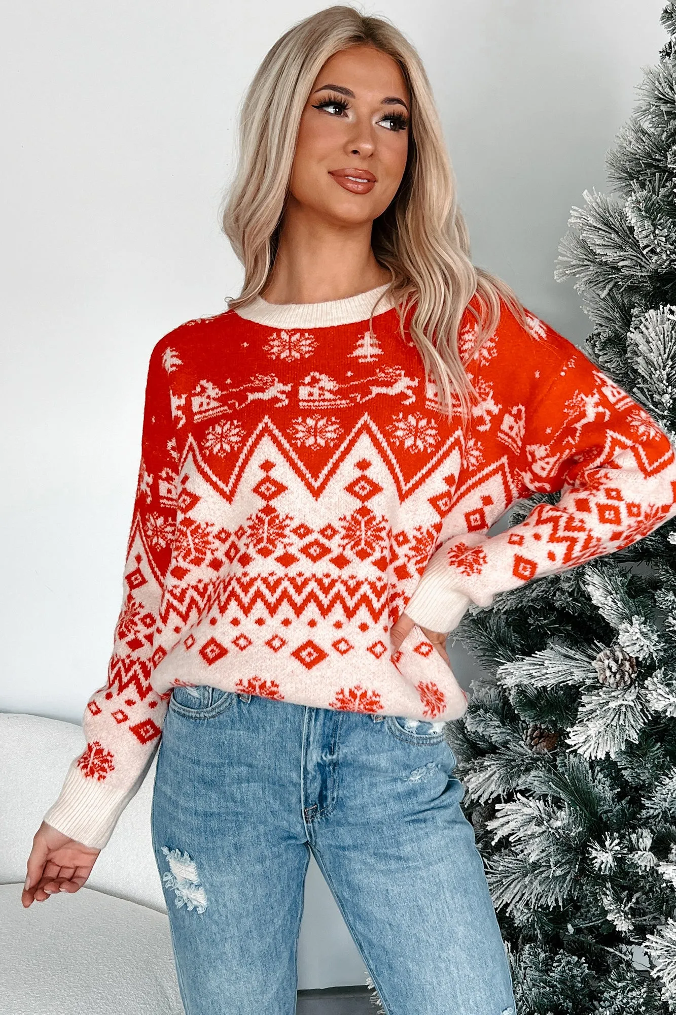 Red North Pole Necessity Fair Isle Holiday Sweater