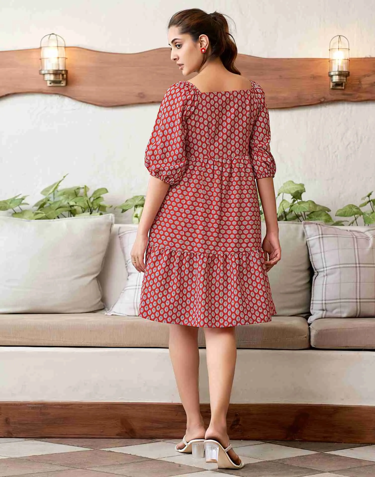 Red Floral Print Dress