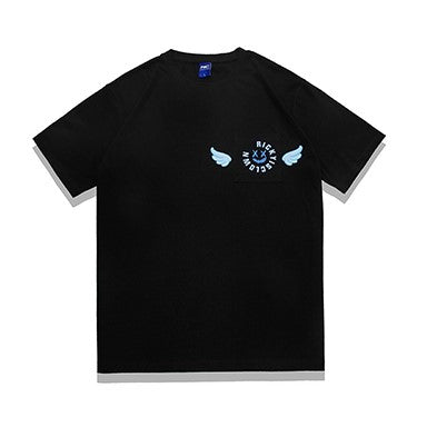 Rickyisclown Angel Wings Pocket Tee Black with Embroidery - R9210508f-GGGG.