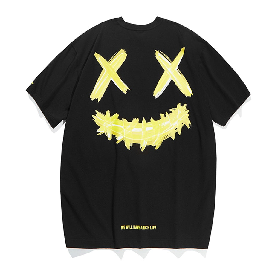 Ricky's Clown Black Yellow Tee with Basic Painting Smiley (R20200506e-YYYY)