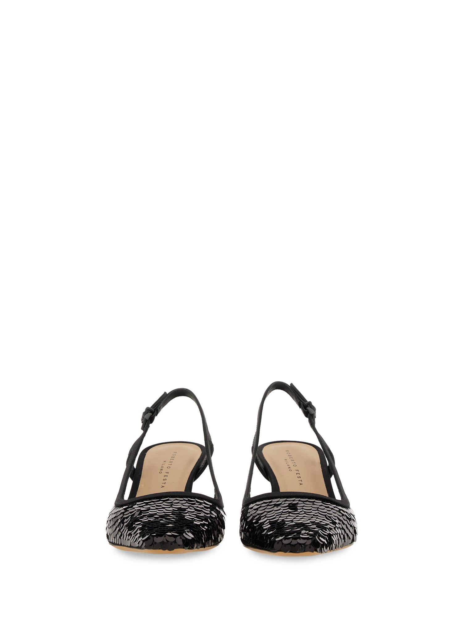 Roberto Festa Siviglia Satin Slingback Shoes with Sequins