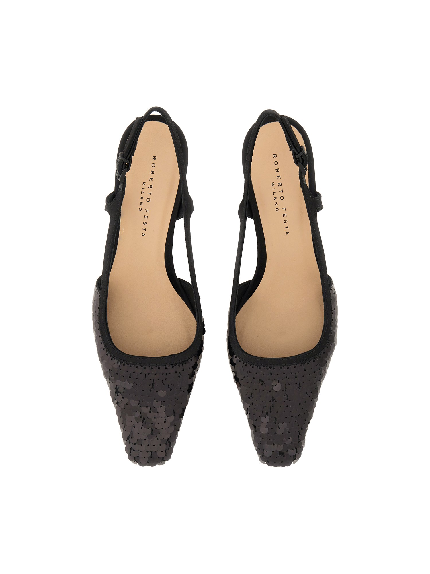 Roberto Festa Siviglia Satin Slingback Shoes with Sequins