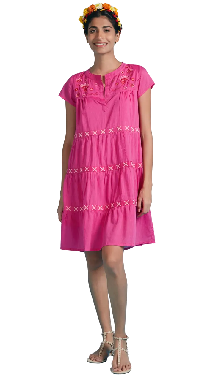 Ro's Garden Isabel Short Dress, Pink Solid → Pink Solid Ro's Garden Isabel Short Dress