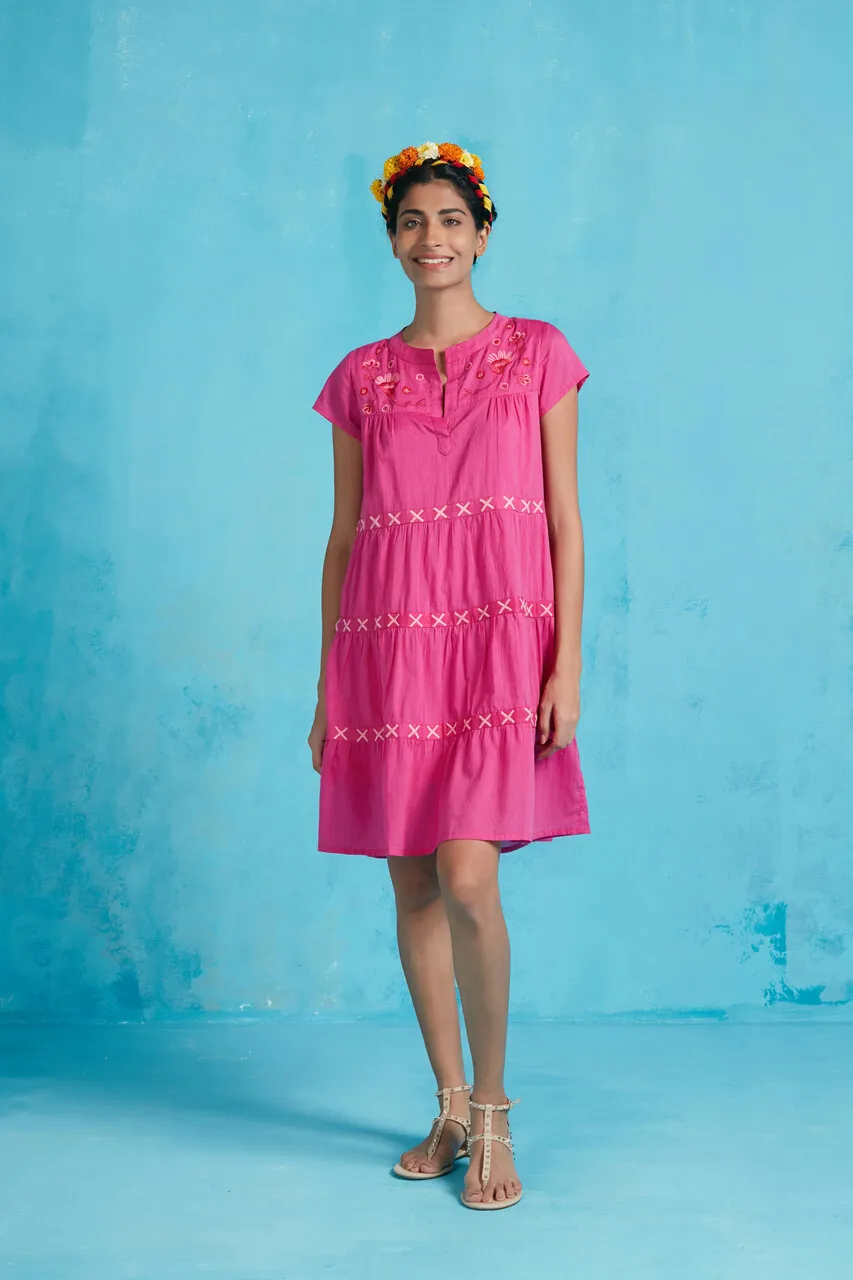 Ro's Garden Isabel Short Dress, Pink Solid → Pink Solid Ro's Garden Isabel Short Dress